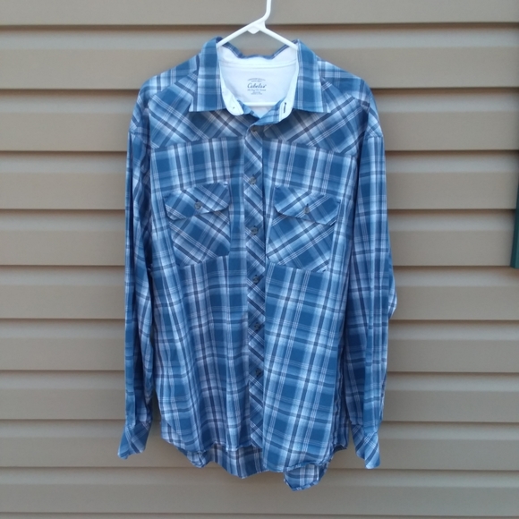Cabela's Other - Cabela's XXL Blue White Plaid Shirt